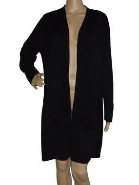 89th + Madison Cardigan Sweater Womens Plus Size 1X black open long knee length